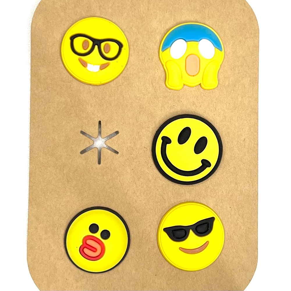 Smiley Face Emoji Shoe Charms Set | Fun Yellow Croc Charms